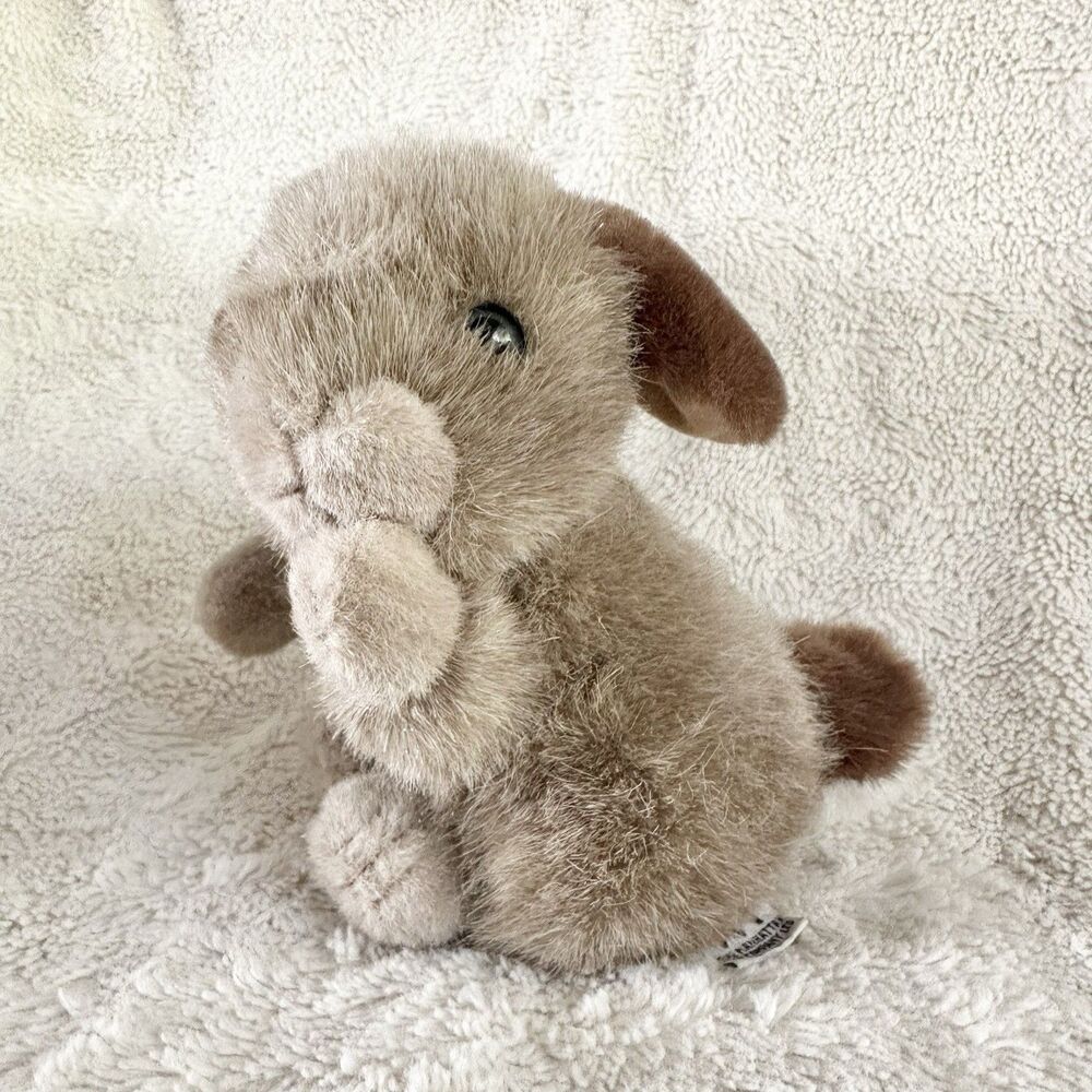 Vintage 1986 Manhattan Toy Co Tan Brown Plush Bunny Rabbit Stuffed Animal 7"